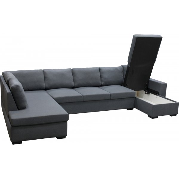U-soffa Solna v�ndbar - 367 cm - m�rkgr�