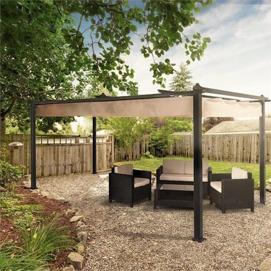 Pergola 300x400 cm - Säädettävä aurinkosuoja - Tummanharmaa alumiini Pergola 300x400 cm - Säädettävä aurinkosuoja - Tummanharmaa alumiini