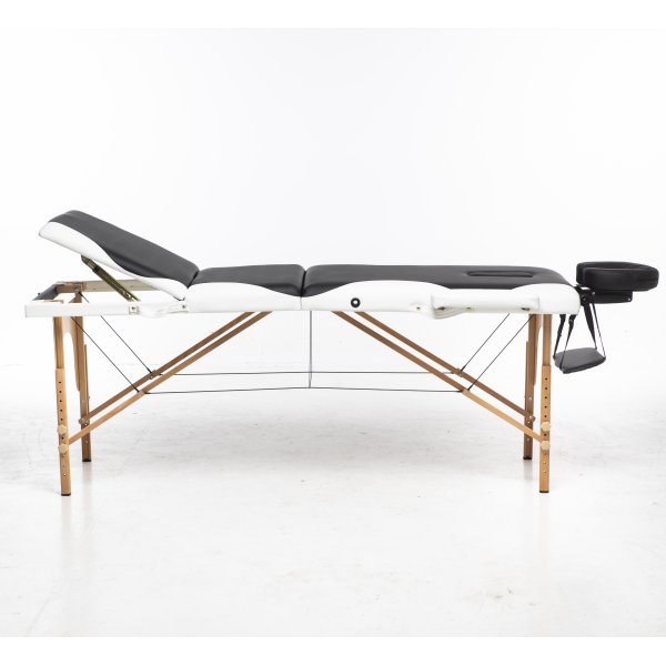 Massagebnk med trben - 3 zoner - Svart/vit