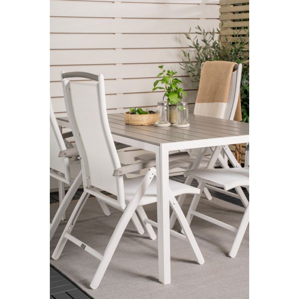 Ervalla Matgrupp (150x90) - Vit/Gr - 4 Stolar