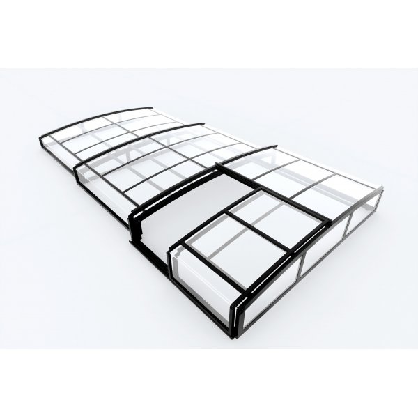 Pooldach aus schwarzem Polycarbonat, 663 x 326 x 80 cm