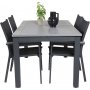 Ekens Spisegruppe (152x90) - Sort/Gr - 4 Stole