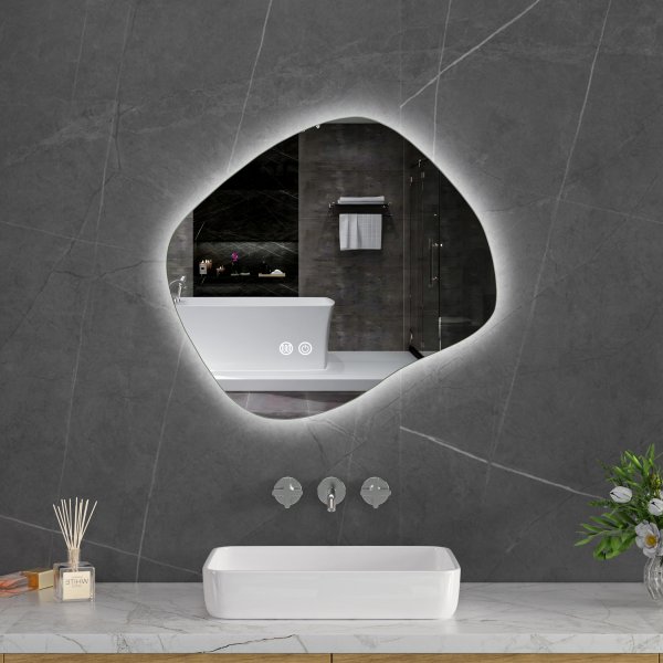 LED-spegel 60x55 cm med anti-fog och justerbar belysning