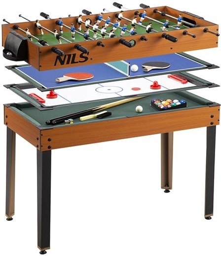 Spelbord med 4 spel - Biljard - Pingis - Bordsfotboll & Airhockey
