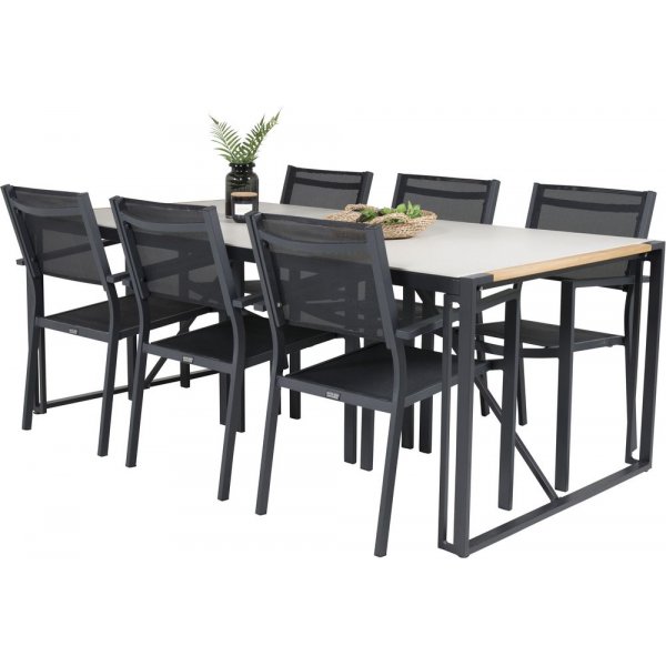 Tornsborg Matgrupp (200x100) - Svart/Grå - 6 Stolar Tornsborg Matgrupp (200x100) - Svart/Grå - 6 Stolar