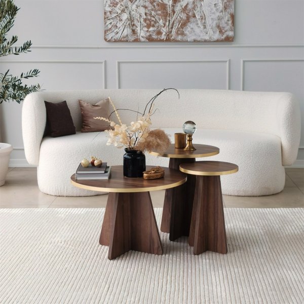 Mushroom sidobordset �30/40 cm - Guld/valn�t