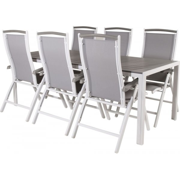 Ervalla Matgrupp (205x90) - Vit/Grå - 6 Stolar Ervalla Matgrupp (205x90) - Vit/Grå - 6 Stolar