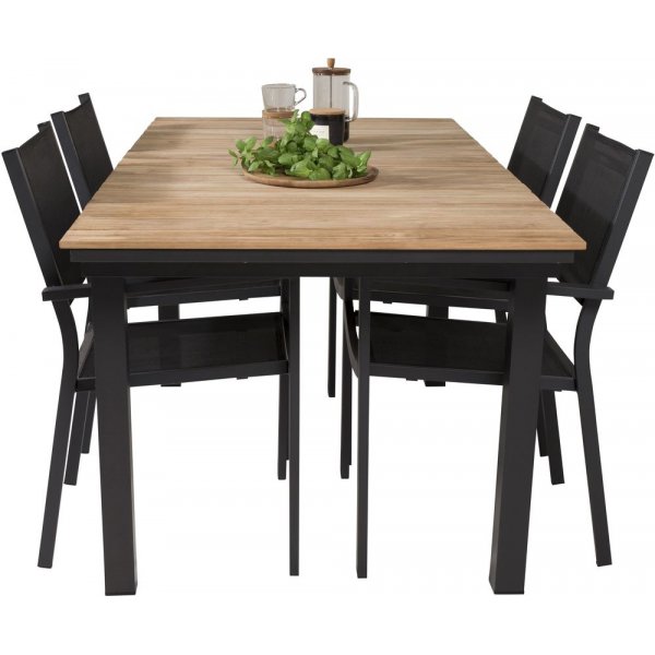 Maglehem Spisegruppe (160x90) - Sort/Natur - 4 Stole Maglehem Spisegruppe (160x90) - Sort/Natur - 4 Stole