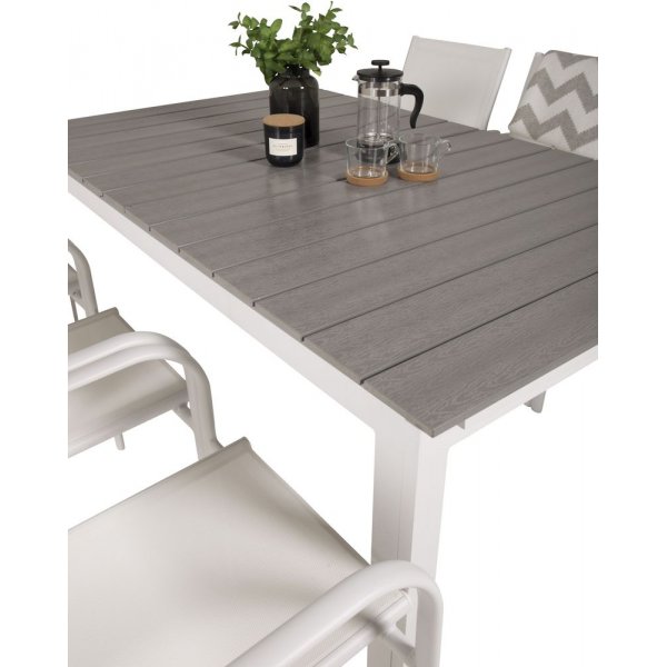 Prässebo Matgrupp (160x100) - Vit/Grå - 6 Stolar Prässebo Matgrupp (160x100) - Vit/Grå - 6 Stolar