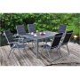 Utematgrupp Ibiza bord 150cm + 6 stolar - Silver/svart