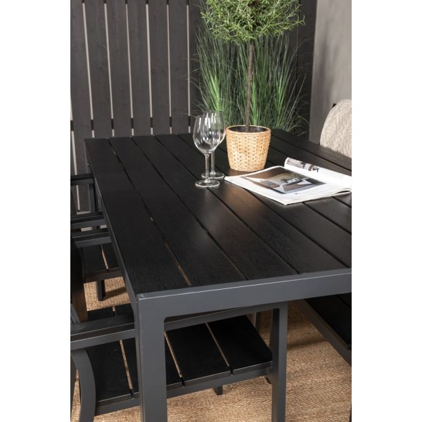 Ervalla Matgrupp (150x90) - Svart - 4 Stolar