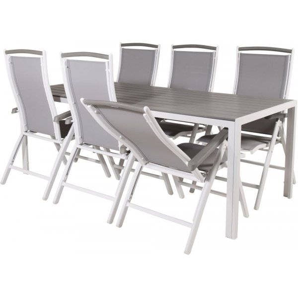 Ervalla Matgrupp (205x90) - Vit/Grå - 6 Stolar Ervalla Matgrupp (205x90) - Vit/Grå - 6 Stolar