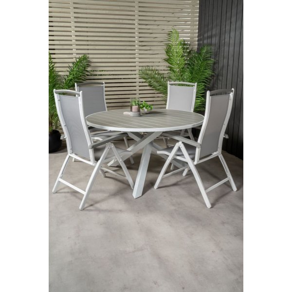 Ebbarp Matgrupp (ø140) - Vit/Grå - 4 Stolar Ebbarp Matgrupp (ø140) - Vit/Grå - 4 Stolar