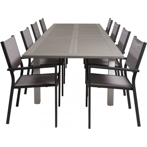 Ekens Matgrupp (224x100) - Svart/Gr/Vit - 8 Stolar