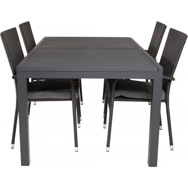 Holma Matgrupp (160x100) - Svart - 4 Stolar