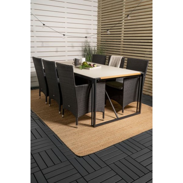 Tornsborg Matgrupp (200x100) - Svart/Gr� - 6 Stolar