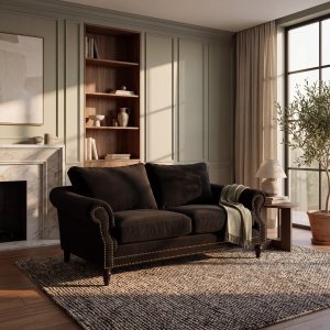 Memo Deep 3-personers sofa - Sort fløjlsstof Mat fløjl 99 - 215x105x95 cm Memo Deep 3-personers sofa - Sort fløjlsstof Mat fløjl 99 - 215x105x95 cm