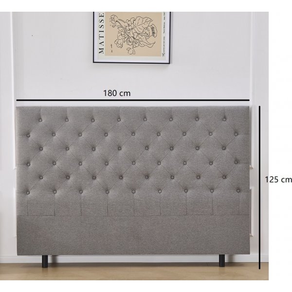 Deluxe pikerad Sänggavel 180 x 125 cm - Grå Deluxe pikerad Sänggavel 180 x 125 cm - Grå
