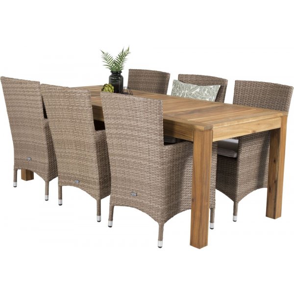 Prssebo Spisegruppe (200x90) - Natur - 6 Stole