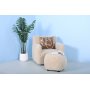 Fluffy sittpuff i beige h�rigt tyg