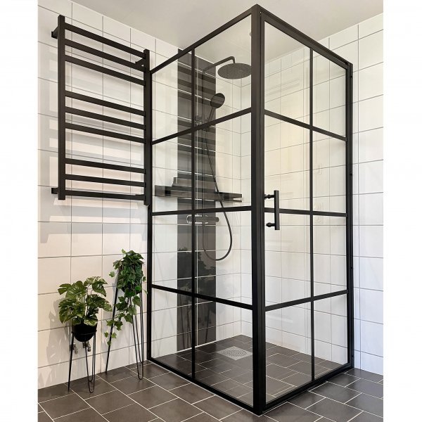 Duschhörna 80x80x200cm | 6mm säkerhetsglas | Svarta profiler Duschhörna 80x80x200cm | 6mm säkerhetsglas | Svarta profiler