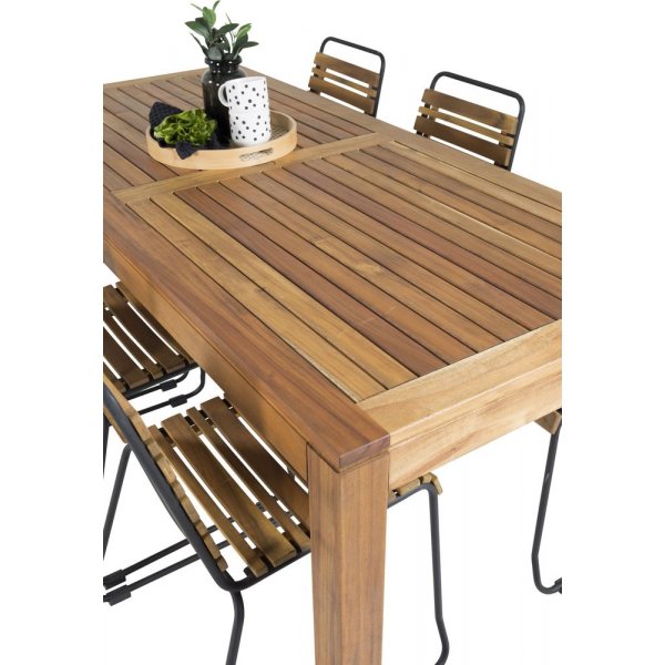 Lekvall Matgrupp (200x90) - Svart/Natur - 6 Stolar