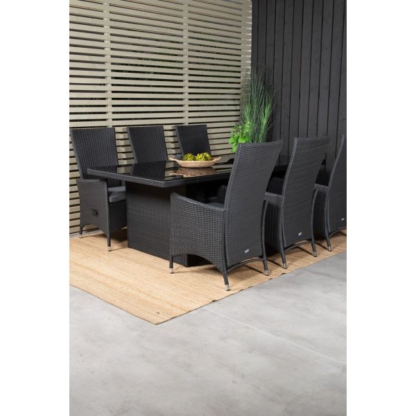 Jrnsta Matgrupp (200x100) - Svart - 6 Stolar