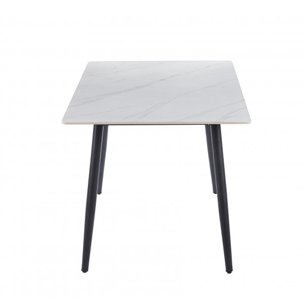 Inez matbord med keramisk vit matt marmor - 140x80 cm