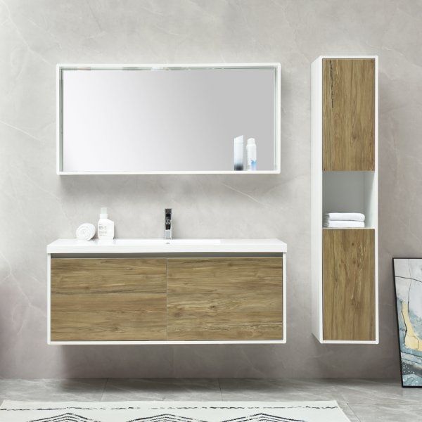 Kylpyhuonekalusteet Scandiwood - Vaalea puu ja valkoinen Kylpyhuonekalusteet Scandiwood - Vaalea puu ja valkoinen