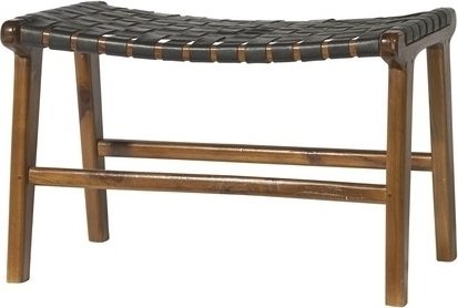 Fotpall Porto Large - Svart / Teak