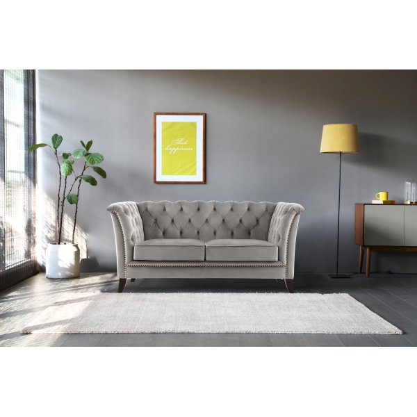 Soffa 2-sits chesterfield grå - Henry Soffa 2-sits chesterfield grå - Henry