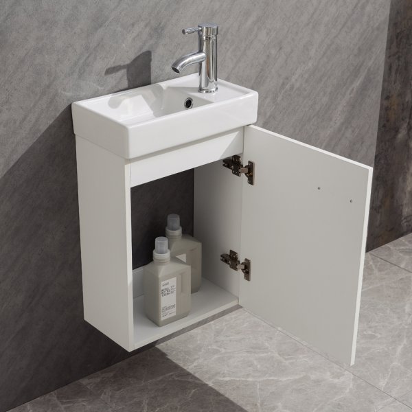 Kylpyhuonekalusteet Fjord - Valkoinen + WC-paperin pidike Kylpyhuonekalusteet Fjord - Valkoinen + WC-paperin pidike