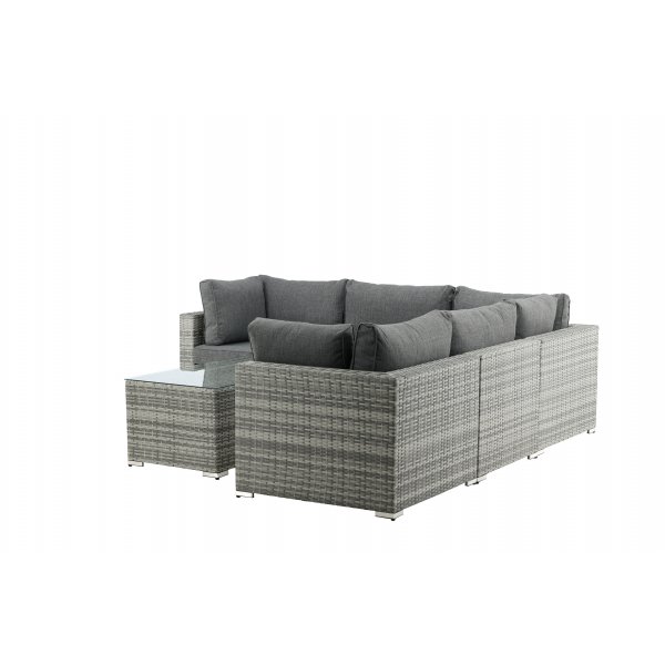 Loungegruppe gr� hj�rnesofa i kunstig rattan - Amazon