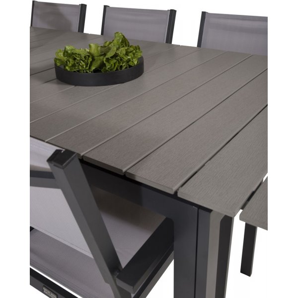 Prässebo Matgrupp (224x100) - Svart/Grå - 6 Stolar Prässebo Matgrupp (224x100) - Svart/Grå - 6 Stolar