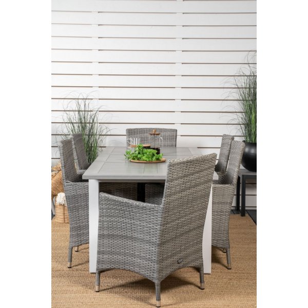 Eken�s Matgrupp (160x90) - Gr�/Vit - 6 Stolar