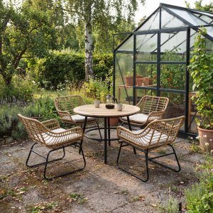 runt utebord träkomposit & aluminium 105 cm - lökenäs + textilimpregnering för utemöbler