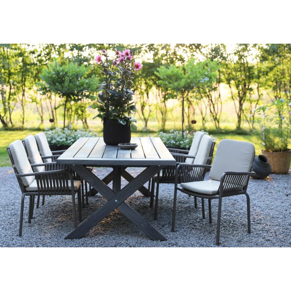 Oxford - Gartenmöbelgruppe 220 cm Grau/Beige + Textilimprägnierung für Outdoormöbel Oxford - Gartenmöbelgruppe 220 cm Grau/Beige + Textilimprägnierung für Outdoormöbel