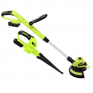 batteridriven grästrimmer & lövblås 20v med batteri & laddare
