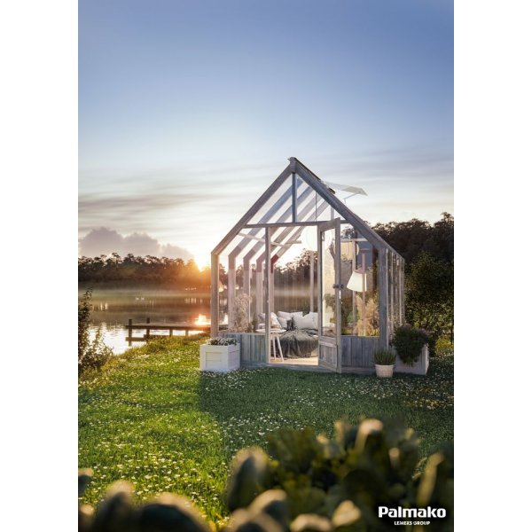 Växthus Emilia med fundament 5,4 m² – Grå tryckimpregnerat trä Växthus Emilia med fundament 5,4 m² – Grå tryckimpregnerat trä