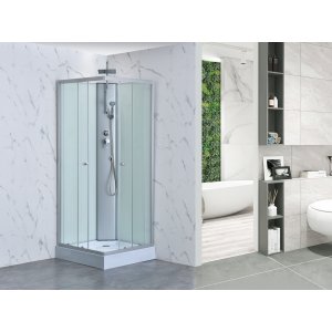 Duschkabin 80�80x205 cm | Vitt glas & helkapslad | Aether