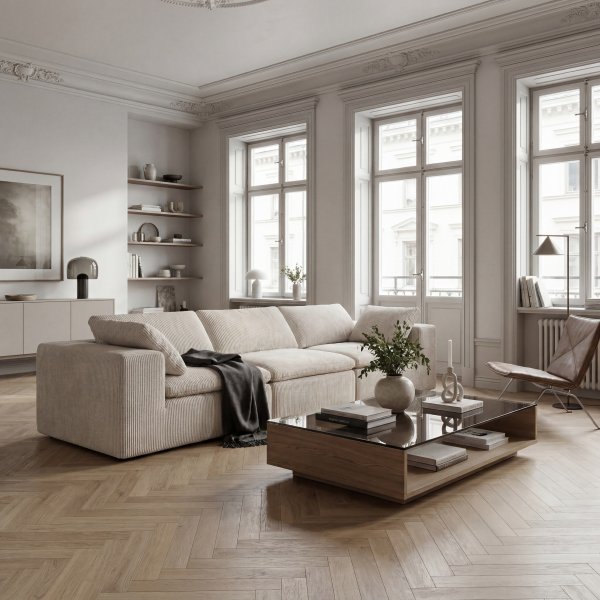 Manchestersoffa 320 cm Beige