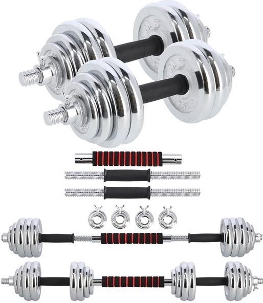 Hantelset med kromade vikter - 30 kg