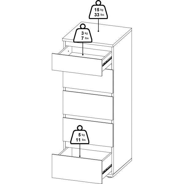 Nova Byr� vit med 5 l�dor 40 cm bred och 106,5 cm h�g