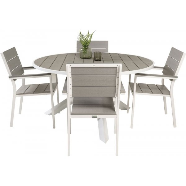 Ebbarp Matgrupp (140) - Vit/Gr - 4 Stolar