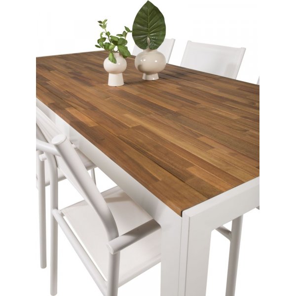 Balsj Matgrupp (205x90) - Vit/Natur - 6 Stolar