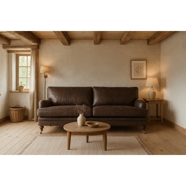 Soffa Howard London Premium 225 cm - M�rk gr�brun (l�derimitaion)