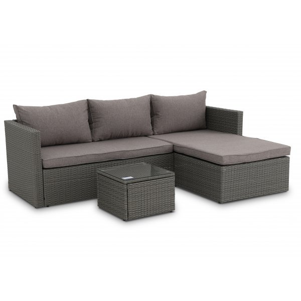Loungegruppe - Östhammar | Graues Kunstrattan + Textilimprägnierung für Outdoormöbel Loungegruppe - Östhammar | Graues Kunstrattan + Textilimprägnierung für Outdoormöbel