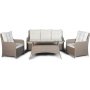 Ljus utegrupp; 3-sits soffa med bord och ftljer - Beige konstrotting