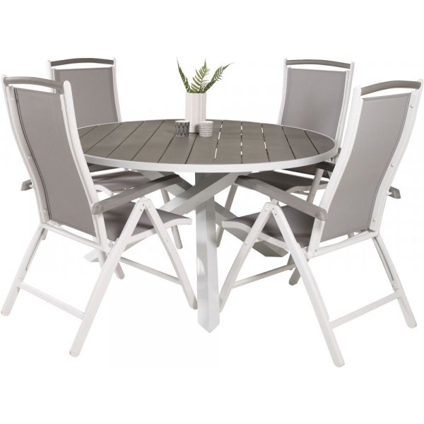 Ebbarp Matgrupp (ø140) - Vit/Grå - 4 Stolar Ebbarp Matgrupp (ø140) - Vit/Grå - 4 Stolar