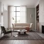 Chesterfield 3-sits Soffa i Beige Sammet - 210 cm med Svartlackade Ben